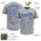 Custom Gray Light Blue-Navy Two-Button Unisex Softball Jersey