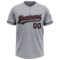 Custom Gray Crimson Black-Aqua Two-Button Unisex Softball Jersey