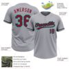 Custom Gray Crimson Black-Aqua Two-Button Unisex Softball Jersey