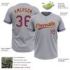 Custom Gray Purple-Gold Two-Button Unisex Softball Jersey