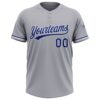 Custom Gray Royal-White Two-Button Unisex Softball Jersey