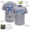 Custom Gray Royal-White Two-Button Unisex Softball Jersey
