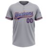 Custom Gray Royal-Red Two-Button Unisex Softball Jersey