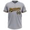 Custom Gray Navy-Gold Two-Button Unisex Softball Jersey