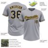 Custom Gray Navy-Gold Two-Button Unisex Softball Jersey