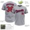 Custom Gray Red-Navy Two-Button Unisex Softball Jersey