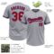 Custom Gray Red-Royal Two-Button Unisex Softball Jersey