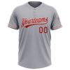 Custom Gray Red-White Two-Button Unisex Softball Jersey