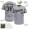 Custom Gray Navy-Old Gold Two-Button Unisex Softball Jersey