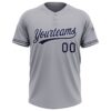 Custom Gray Navy-White Two-Button Unisex Softball Jersey