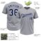 Custom Gray Navy-White Two-Button Unisex Softball Jersey