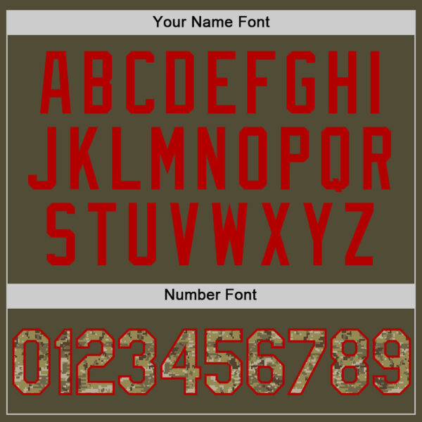 Custom Olive Camo-Red Salute To Service Two-Button Unisex Softball Jersey