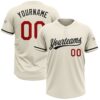 Custom Cream Red-Black Two-Button Unisex Softball Jersey