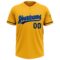 Custom Gold Navy-Electric Blue Two-Button Unisex Softball Jersey