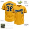 Custom Gold Navy-Electric Blue Two-Button Unisex Softball Jersey