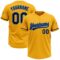 Custom Gold Navy-Electric Blue Two-Button Unisex Softball Jersey