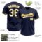 Custom Navy White-Gold Two-Button Unisex Softball Jersey