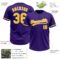 Custom Purple Gold-White Two-Button Unisex Softball Jersey