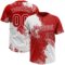 Custom White Red 3D Pattern Abstract Brush Stroke Two-Button Unisex Softball Jersey