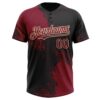 Custom Crimson Black-Cream 3D Pattern Abstract Brush Stroke Two-Button Unisex Softball Jersey