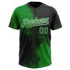 Custom Black Grass Green-White 3D Pattern Abstract Brush Stroke Two-Button Unisex Softball Jersey