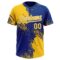 Custom Yellow Royal-White 3D Pattern Abstract Brush Stroke Two-Button Unisex Softball Jersey