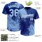 Custom Light Blue Royal-White 3D Pattern Abstract Brush Stroke Two-Button Unisex Softball Jersey