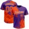 Custom Orange Purple-White 3D Pattern Abstract Brush Stroke Two-Button Unisex Softball Jersey