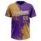 Custom Old Gold Purple-White 3D Pattern Abstract Brush Stroke Two-Button Unisex Softball Jersey