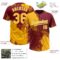Custom Gold Crimson-White 3D Pattern Abstract Brush Stroke Two-Button Unisex Softball Jersey