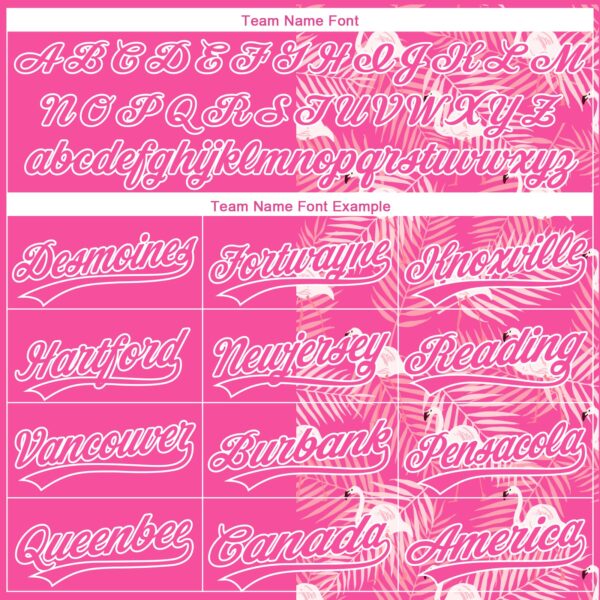 Custom Pink White 3D Pattern Tropical Palm Leaves And Famingo Two-Button Unisex Softball Jersey