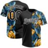 Custom Black White 3D Pattern Hawaii Tropical Leaves Two-Button Unisex Softball Jersey