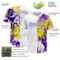 Custom White Purple 3D Pattern Tropical Palm Leaves Two-Button Unisex Softball Jersey