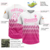 Custom White Pink 3D Pattern Lines Two-Button Unisex Softball Jersey