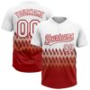 Custom White Red 3D Pattern Lines Two-Button Unisex Softball Jersey