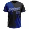 Custom Royal Black-White 3D Pattern Abstract Brush Stroke Two-Button Unisex Softball Jersey