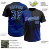 Custom Royal Black-White 3D Pattern Abstract Brush Stroke Two-Button Unisex Softball Jersey