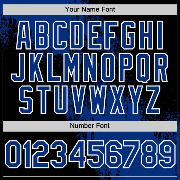 Custom Royal Black-White 3D Pattern Abstract Brush Stroke Two-Button Unisex Softball Jersey