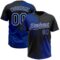 Custom Royal Black-White 3D Pattern Abstract Brush Stroke Two-Button Unisex Softball Jersey