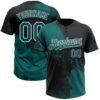 Custom Teal Black-White 3D Pattern Abstract Brush Stroke Two-Button Unisex Softball Jersey