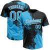 Custom Sky Blue Black-White 3D Pattern Abstract Brush Stroke Two-Button Unisex Softball Jersey