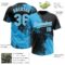 Custom Sky Blue Black-White 3D Pattern Abstract Brush Stroke Two-Button Unisex Softball Jersey