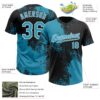 Custom Panther Blue Black-White 3D Pattern Abstract Brush Stroke Two-Button Unisex Softball Jersey