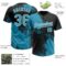Custom Panther Blue Black-White 3D Pattern Abstract Brush Stroke Two-Button Unisex Softball Jersey