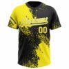 Custom Light Yellow Black-White 3D Pattern Abstract Brush Stroke Two-Button Unisex Softball Jersey