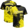 Custom Light Yellow Black-White 3D Pattern Abstract Brush Stroke Two-Button Unisex Softball Jersey