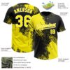 Custom Light Yellow Black-White 3D Pattern Abstract Brush Stroke Two-Button Unisex Softball Jersey