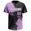 Custom Light Purple Black-White 3D Pattern Abstract Brush Stroke Two-Button Unisex Softball Jersey