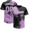 Custom Light Purple Black-White 3D Pattern Abstract Brush Stroke Two-Button Unisex Softball Jersey
