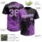Custom Medium Purple Black-White 3D Pattern Abstract Brush Stroke Two-Button Unisex Softball Jersey